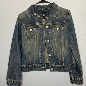 Gap Distressed Denim Jean Jacket Size XS